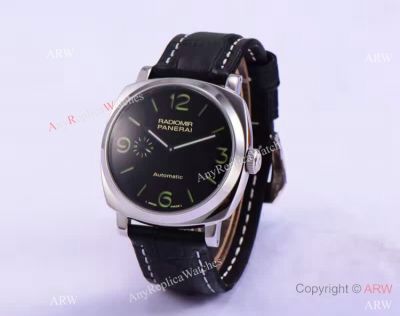 New Copy Radiomir Panerai Stainless Steel Case Black Leather Watch